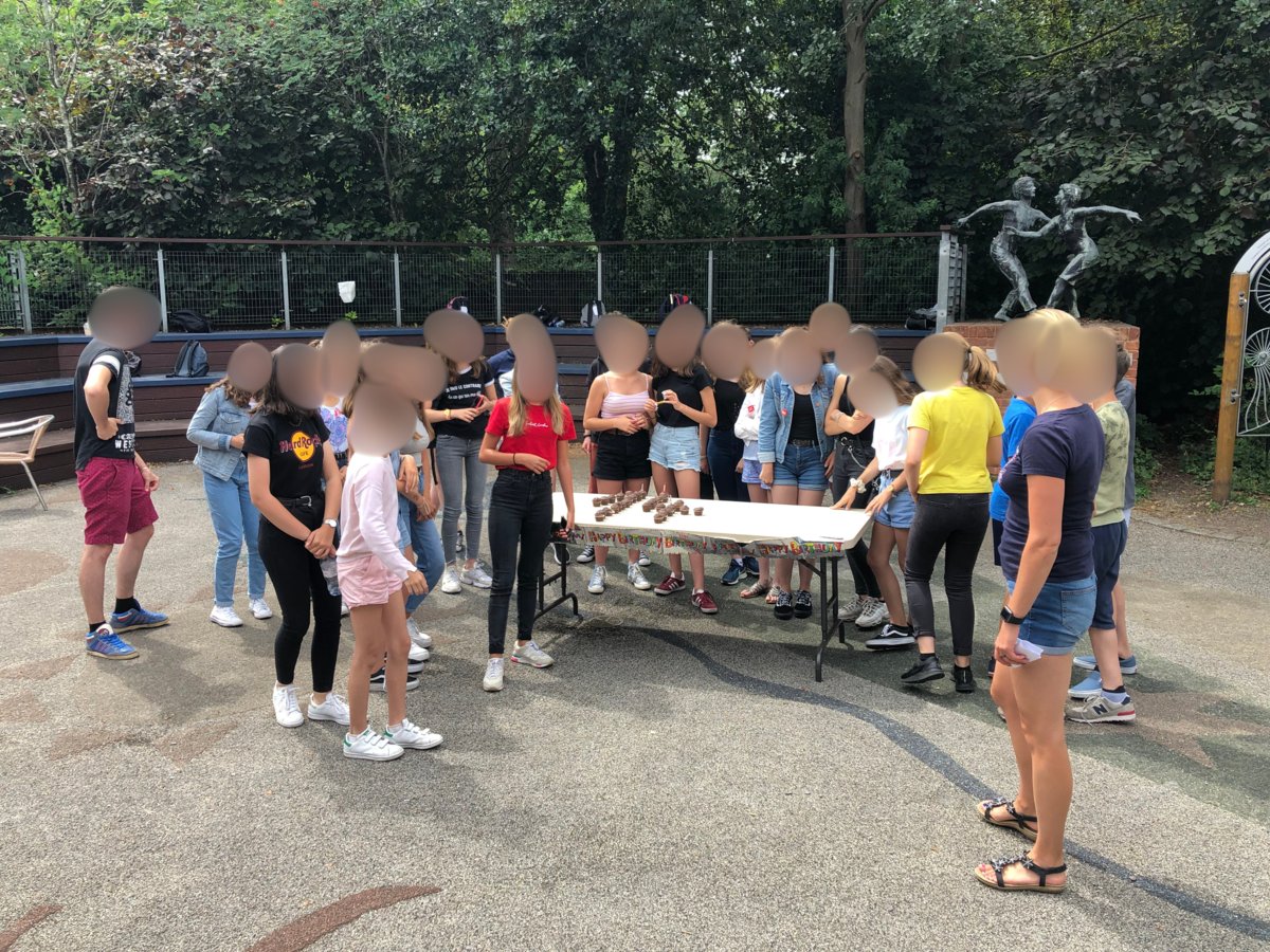 Students outside the school building